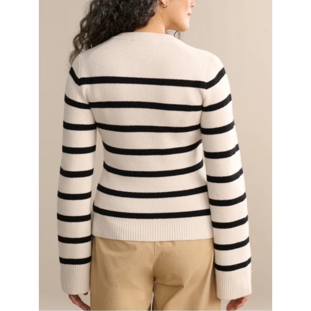 Jenni Kayne Cooper Cardigan in Ivory/Black Stripe NWT XS - Picture 3 of 8